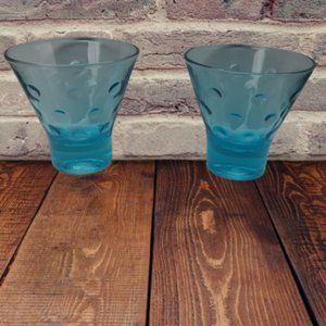 MCM Vtg Hazel Atlas Capri Dot blueFlared Whiskey or Fruit Dessert Cup